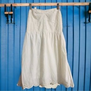 Strapless White Eyelet Mini Dress Size Medium **Easter Dress**